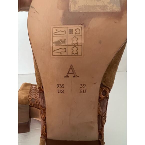 Anthropologie Women's Camel Suede Sheer Back Zip Boots Close Toe Tan Size 9M - Picture 12 of 12